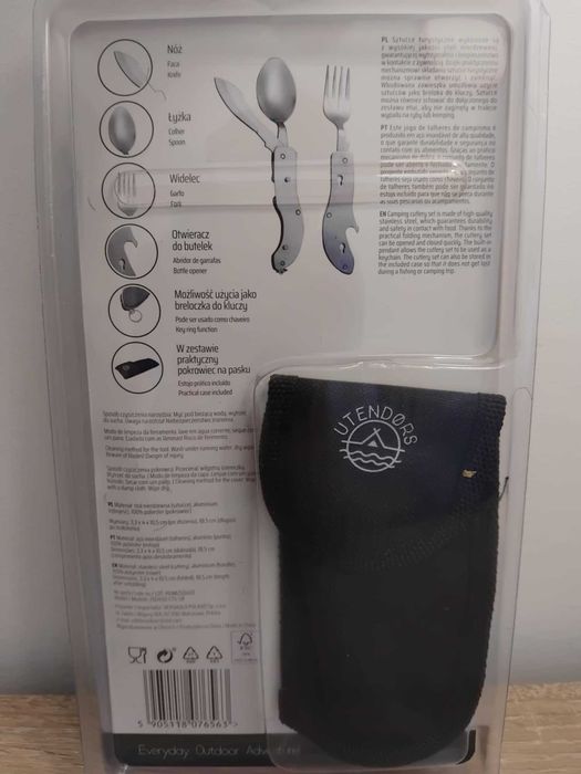 Niezbędnik Turystyczny sztućce Outdoor 4w1 Łyżka Nóż Widelec Otwieracz