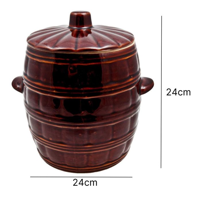 Duża beczka do kiszenia ogórków kapusty warzyw kamionkowa 5l brąz