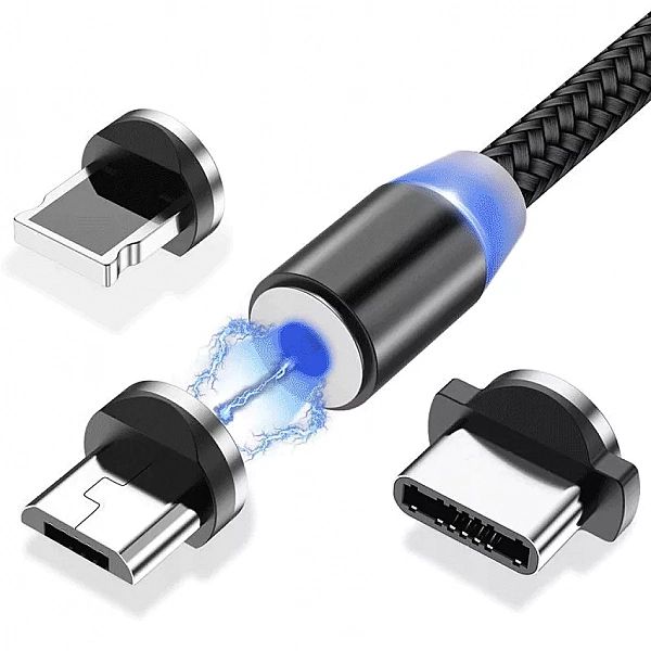 Kabel Usb Magnetyczny 3w1 z wymiennymi końcówkami