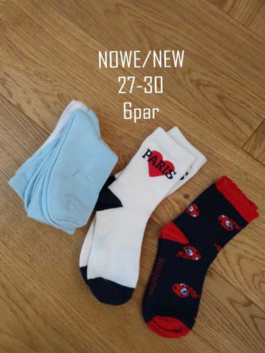 Zestaw 6par- nowe skarpetki dziewczęce 27-30 bawełniane