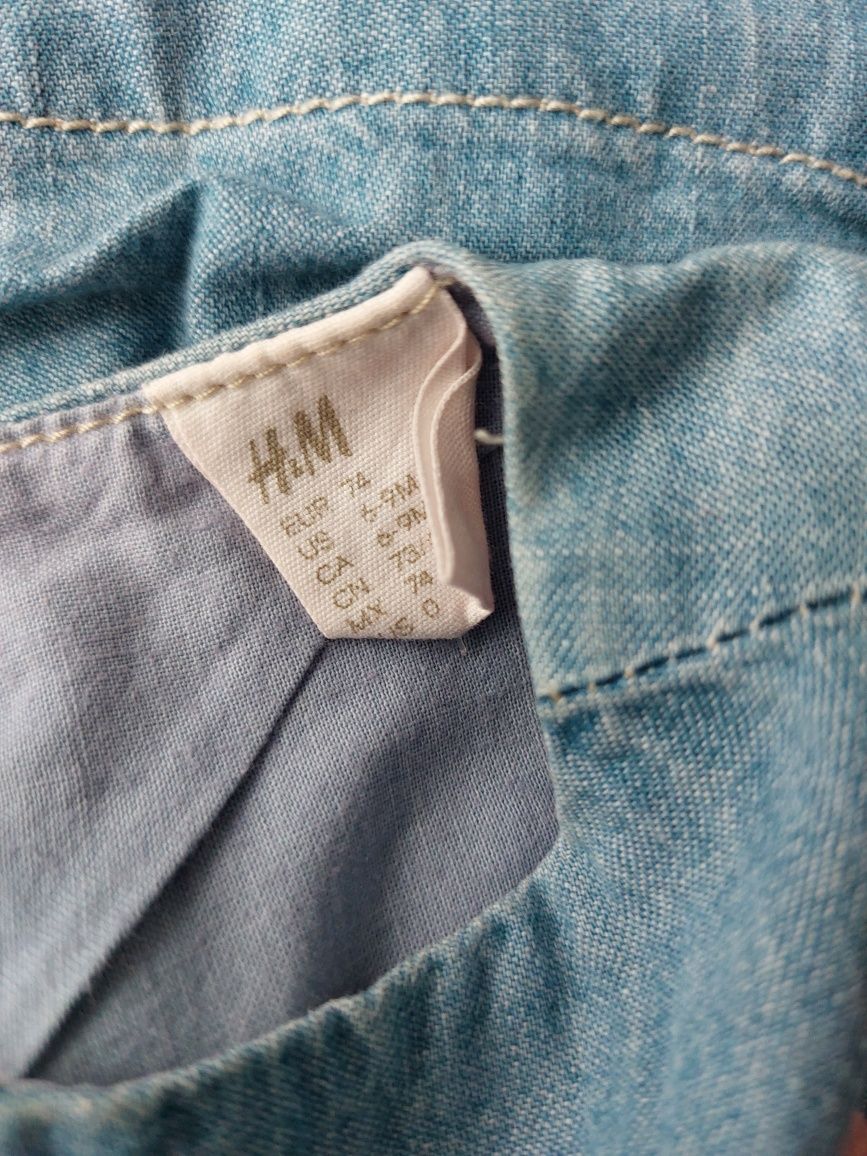 Sukienka jeansowa H&M z pomponami rozm.74