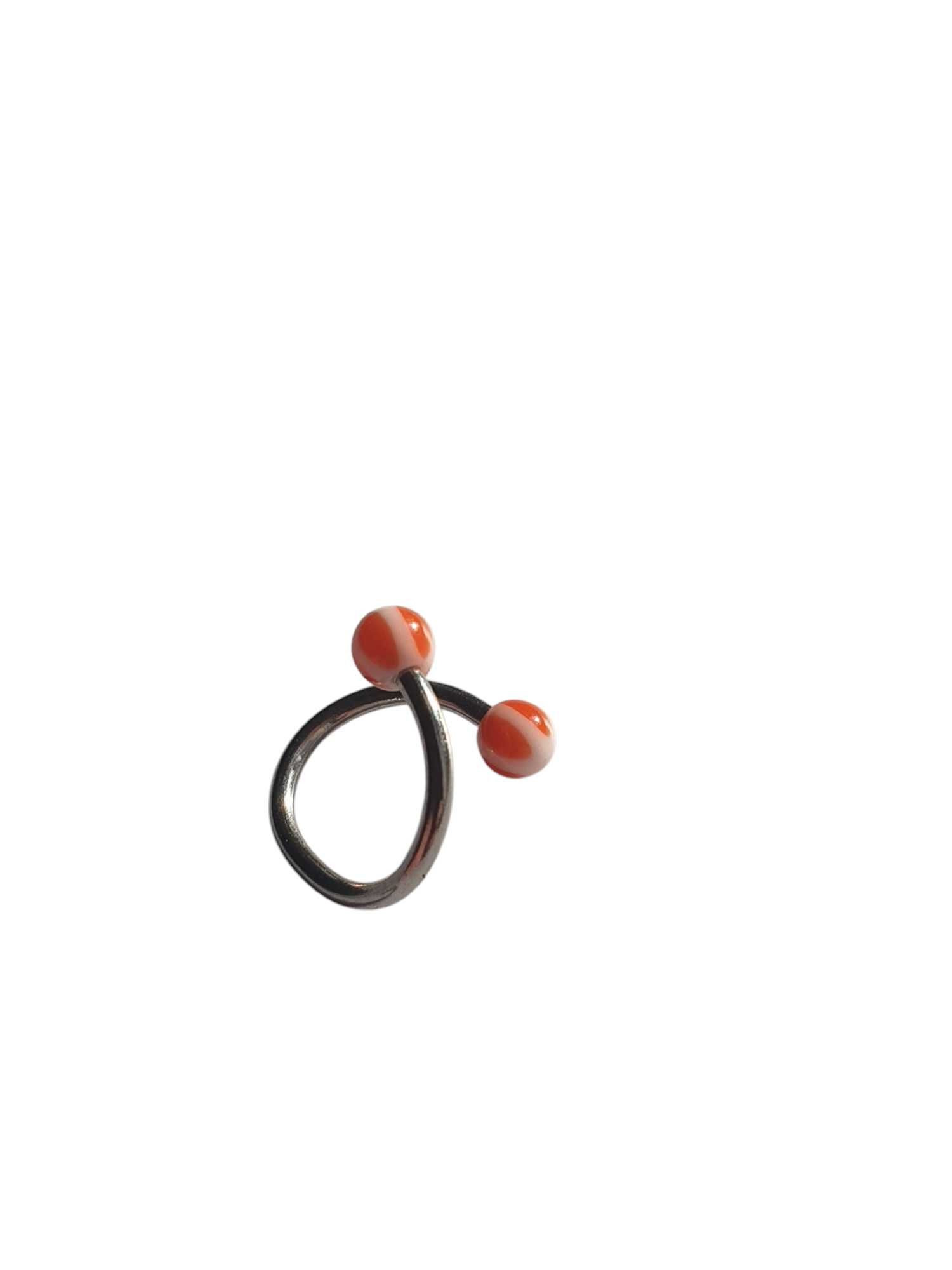 Kolczyk kółko twister pomarańczowy biały brwi nos wargi 1 x 12 x 3 mm