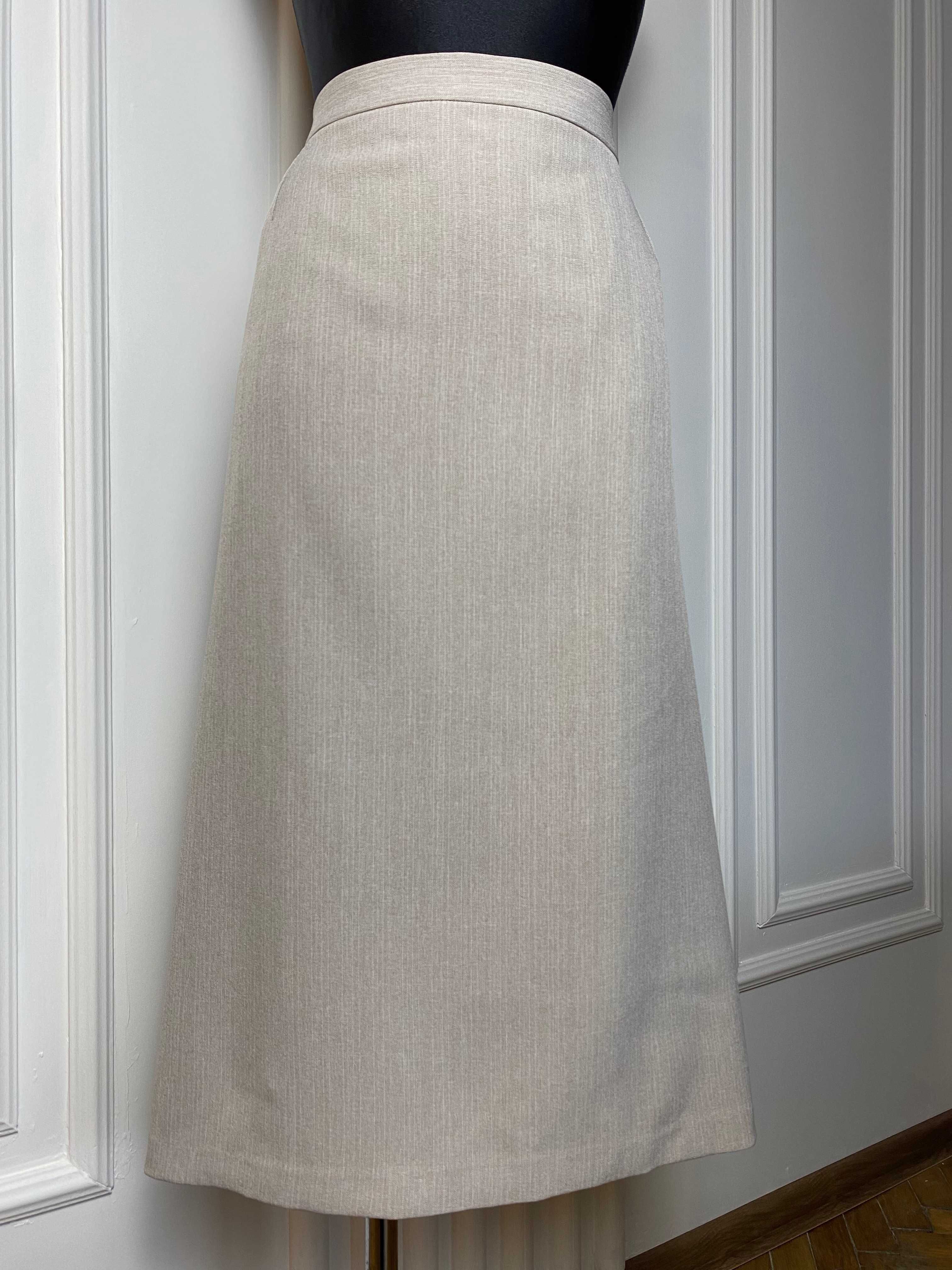 Spódnica długa midi szara na suwak plus size 48 4XL  elegancka