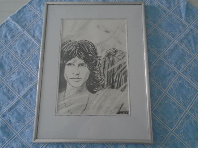 obraz portret Jim Morrison- The Doors z monogramem prezent