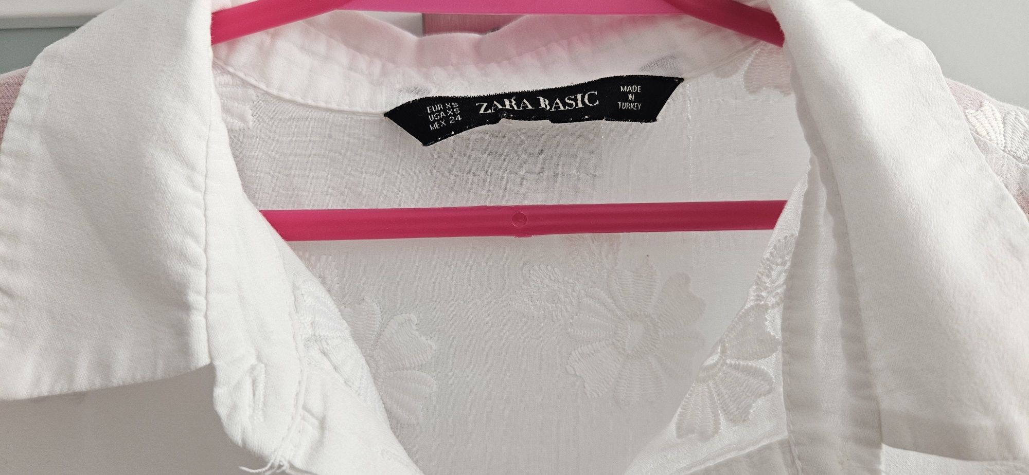 ZARA biała bluzka koszula ażurowe z haftem r. XS 34