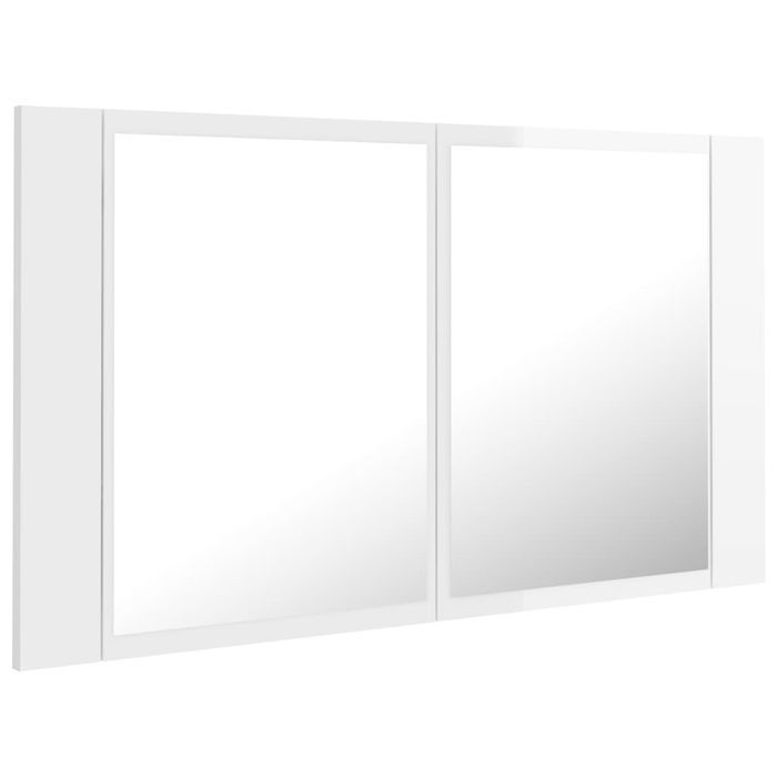 Vidaxl Szafka Łazienkowa Z Lustrem I Led, Biel Z Połyskiem, 80X12X45Cm
