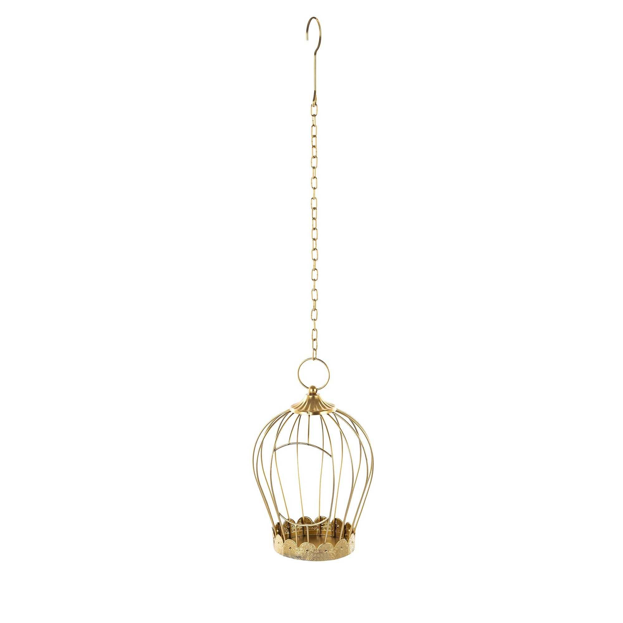 Lampion wiszący metalowy złoty klatka 80x19x19cm. 164757
