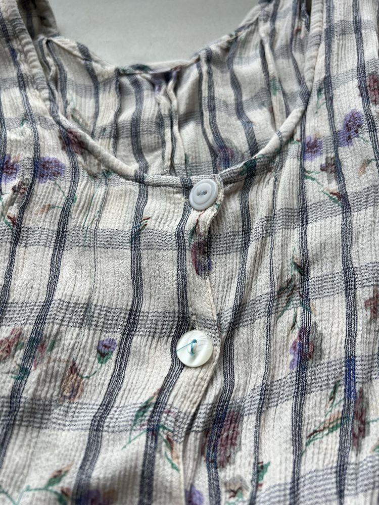 Midi vintage/retro sukienka w kratkę, kwiatki; M/L