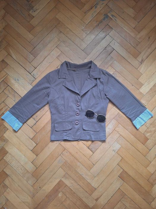 Marynarka damska S – bawełna, brąz, Made in Italy, idealna na lato