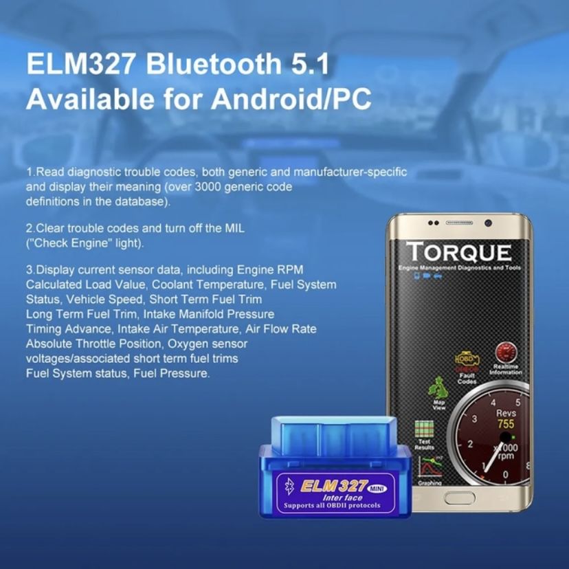 Mini scanner Bluetooth OBD2 para ELM327 Bluetooth