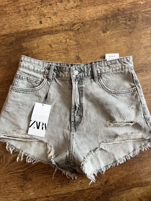 Джинсовые шорты зара серые zara