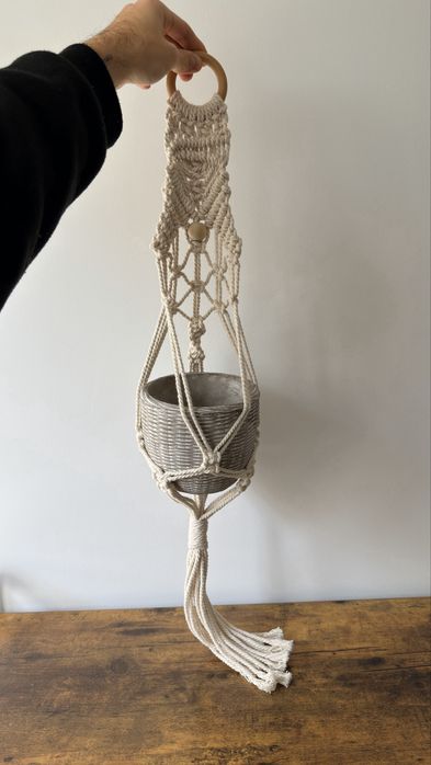 Vaso + gancho de macramê