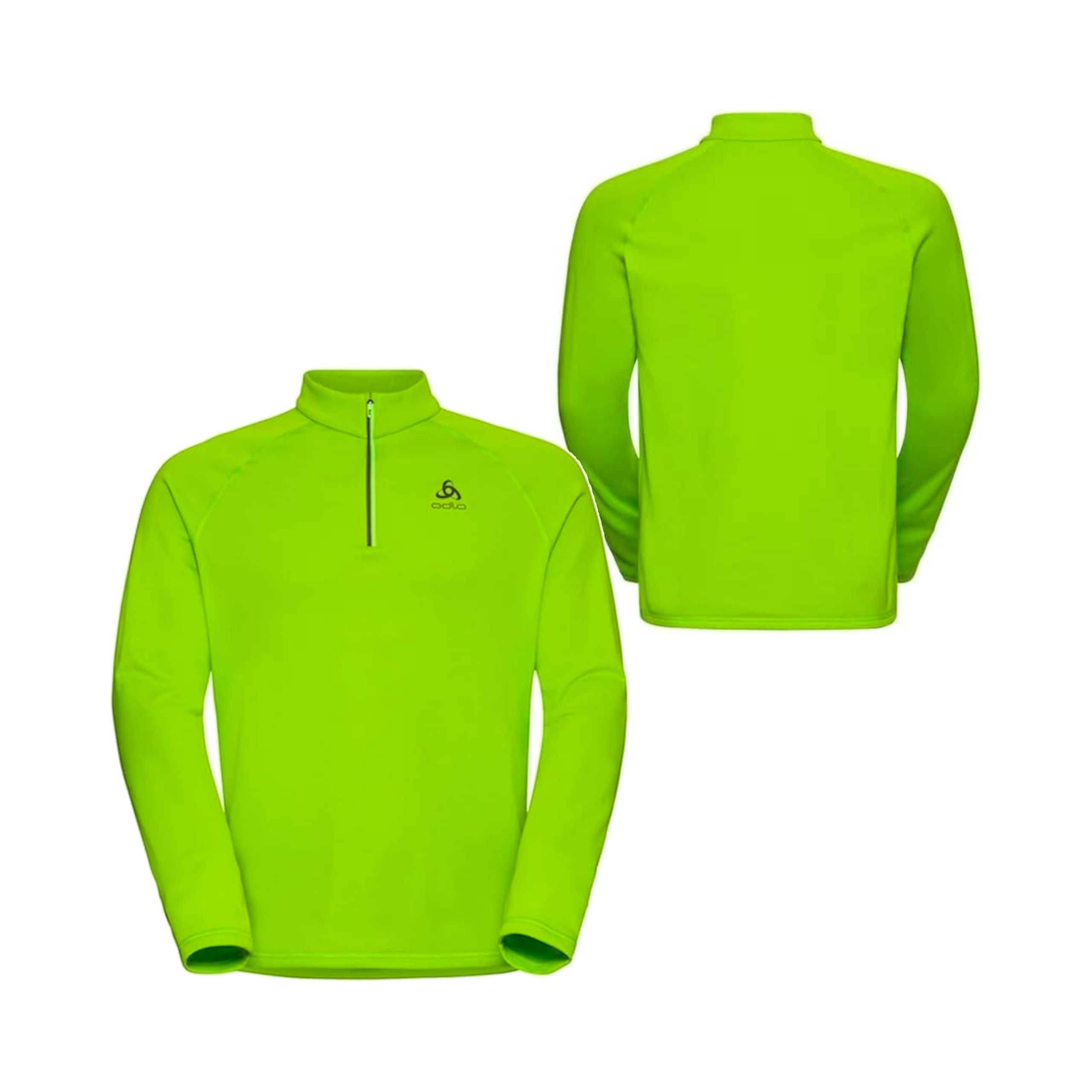 Bluza Z Długim Rękawem ODLO Zamek BESSO Męska Limonkowa Zieleń M
