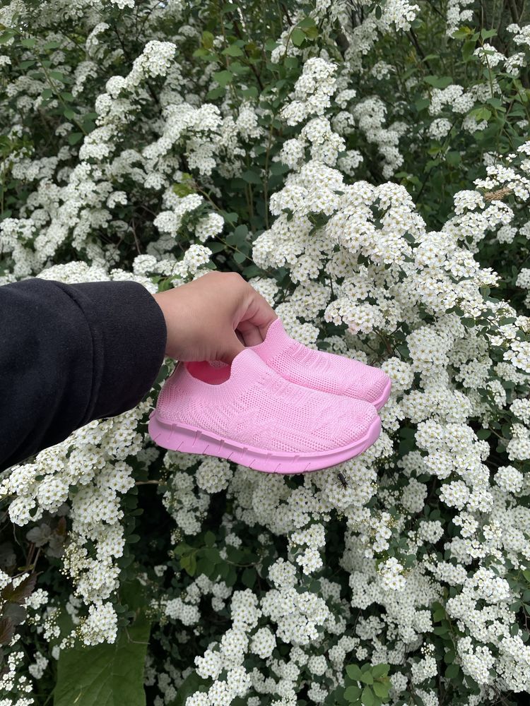 Дитячі мокасини для дівчинки, текстильні кросівки рожевого кольору