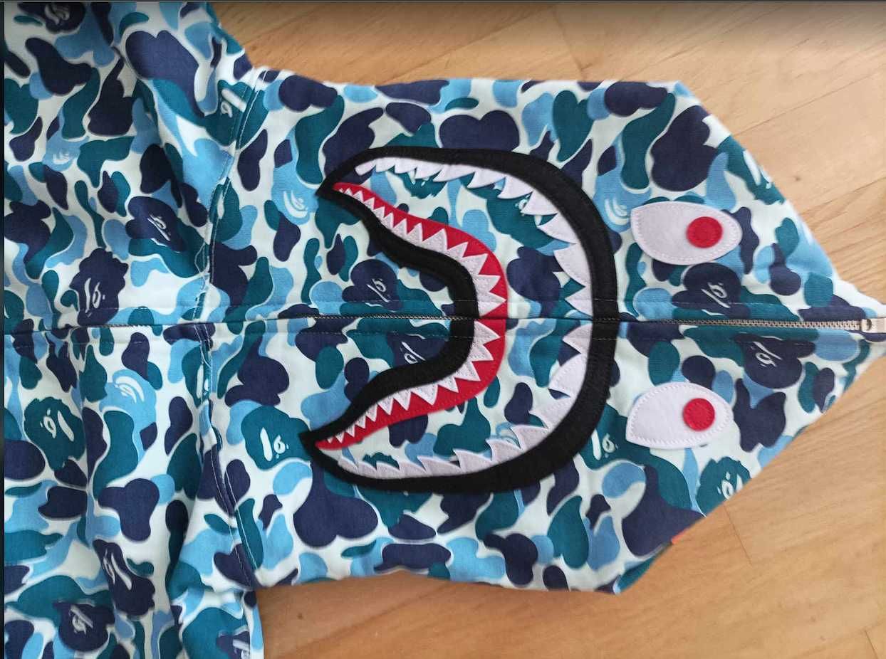 bluza bape shark full zip blue rozmiar xl