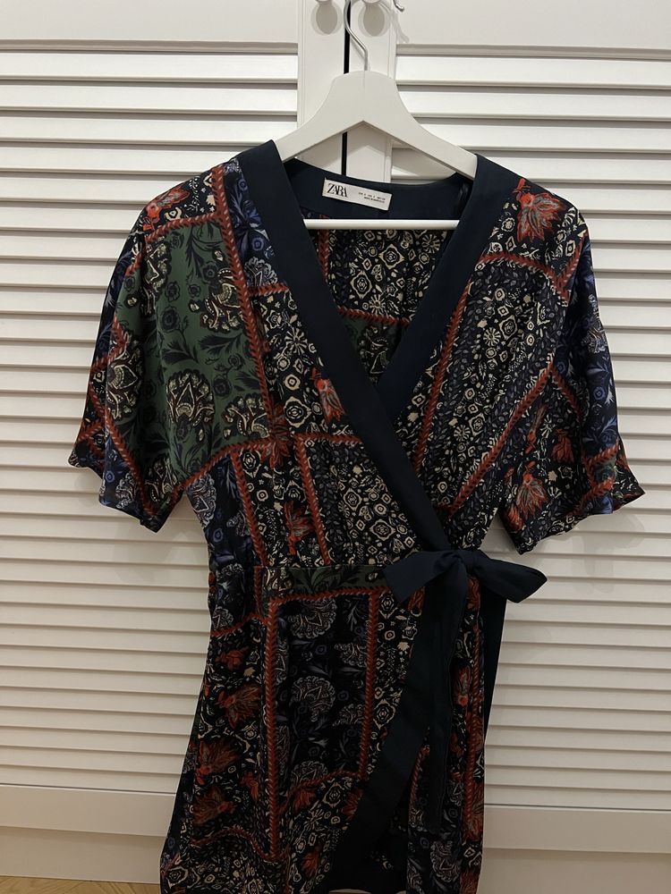 Sukienka Zara S/M azjatycki wzór orientalny krótka kimono y2k
