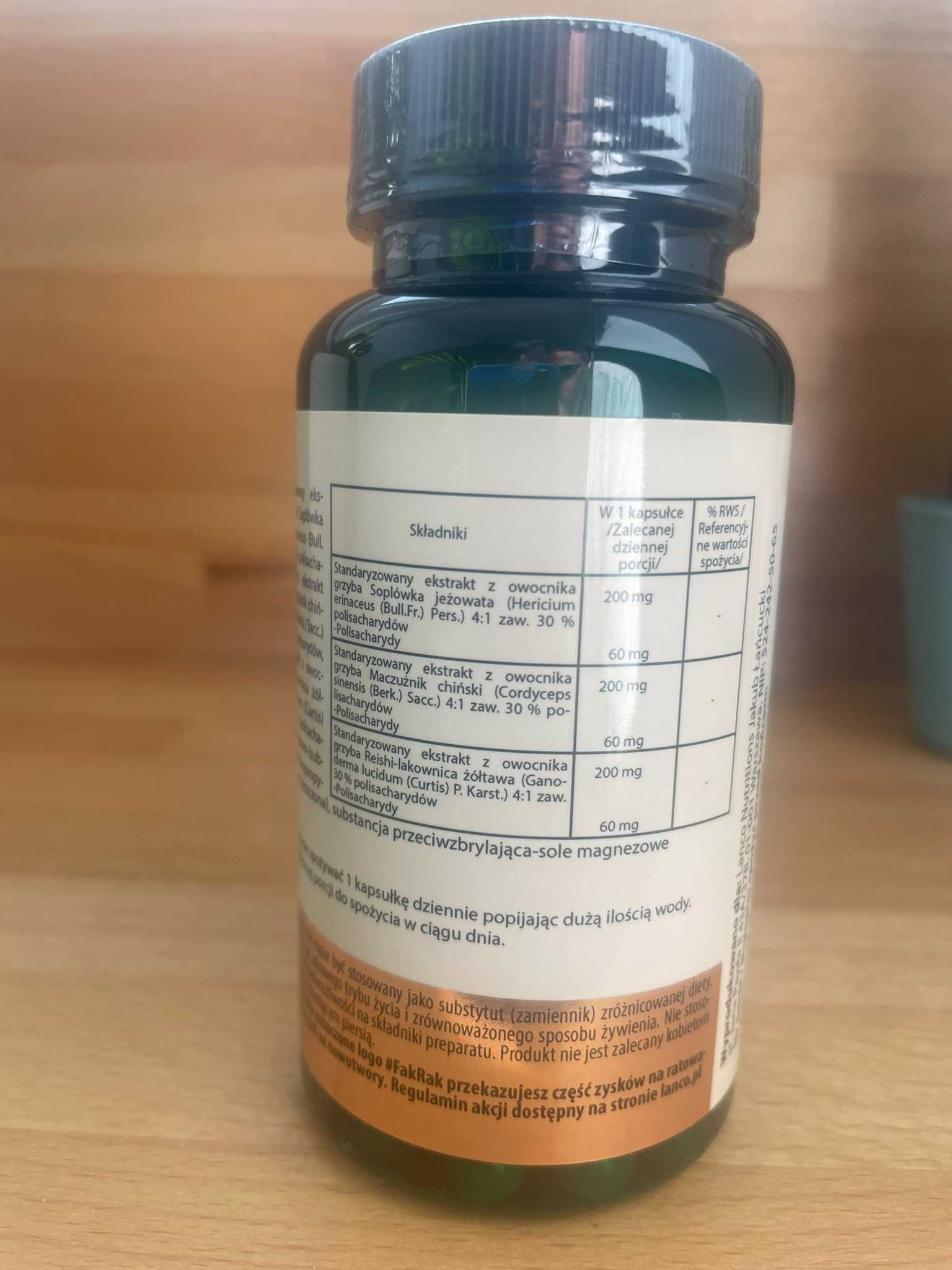 Lanco TRIPLE MUSHROOM COMBO  soplówka + reishi + kordyceps 60 kapsułek