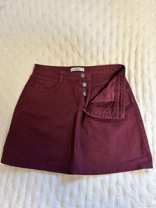Saia de ganga vermelha Pull&Bear