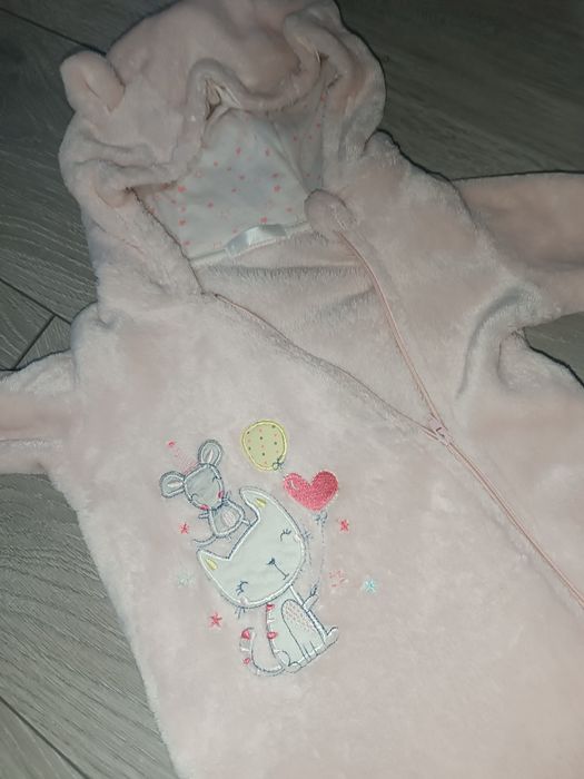 Kombinezon różowy dziewczynka 68cm pluszowy