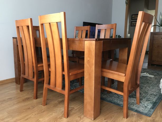 stół drewniany + krzesła