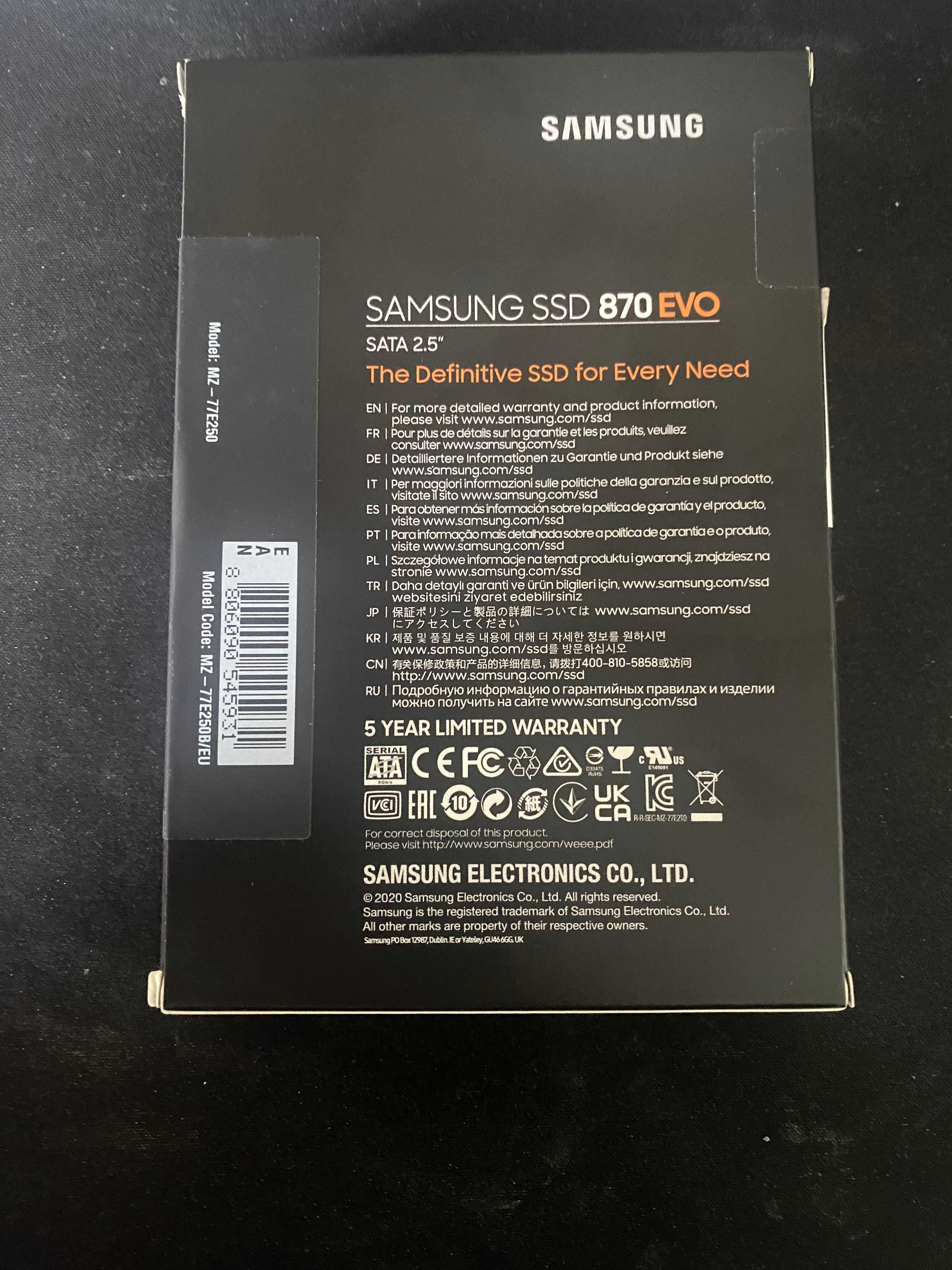 Nowy Dysk SSD Samsung 870 EVO 250GB SATA 2,5"