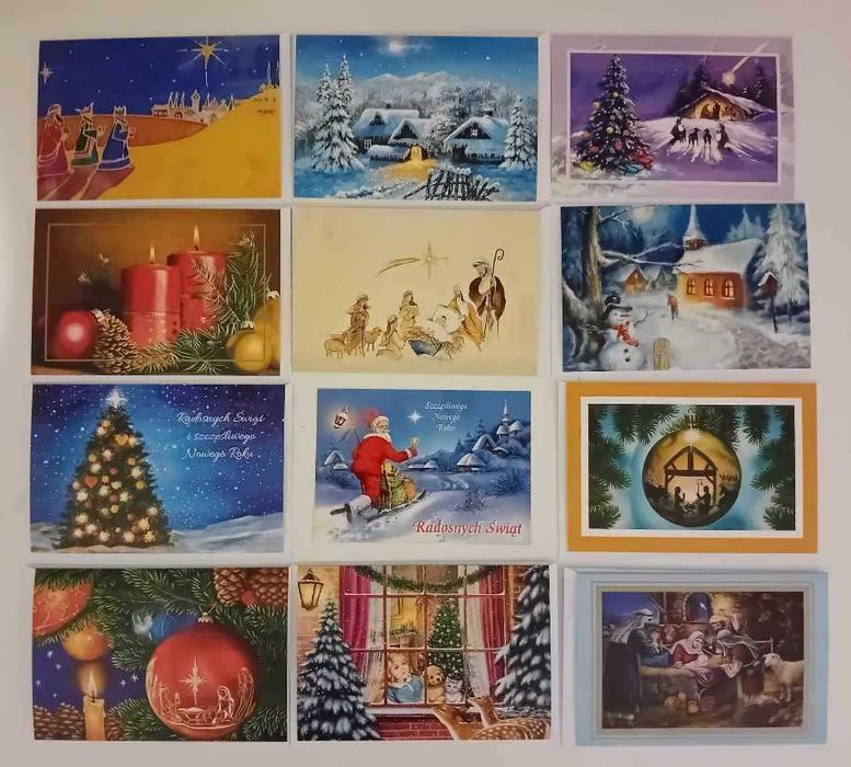 zestaw 37 pocztówek na Boże Narodzenie, pocztówki – karnety