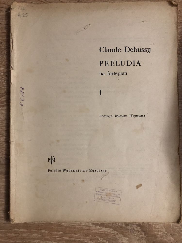 Ноты Claude Debussy Preludia na fortepian. Krakow, 1964