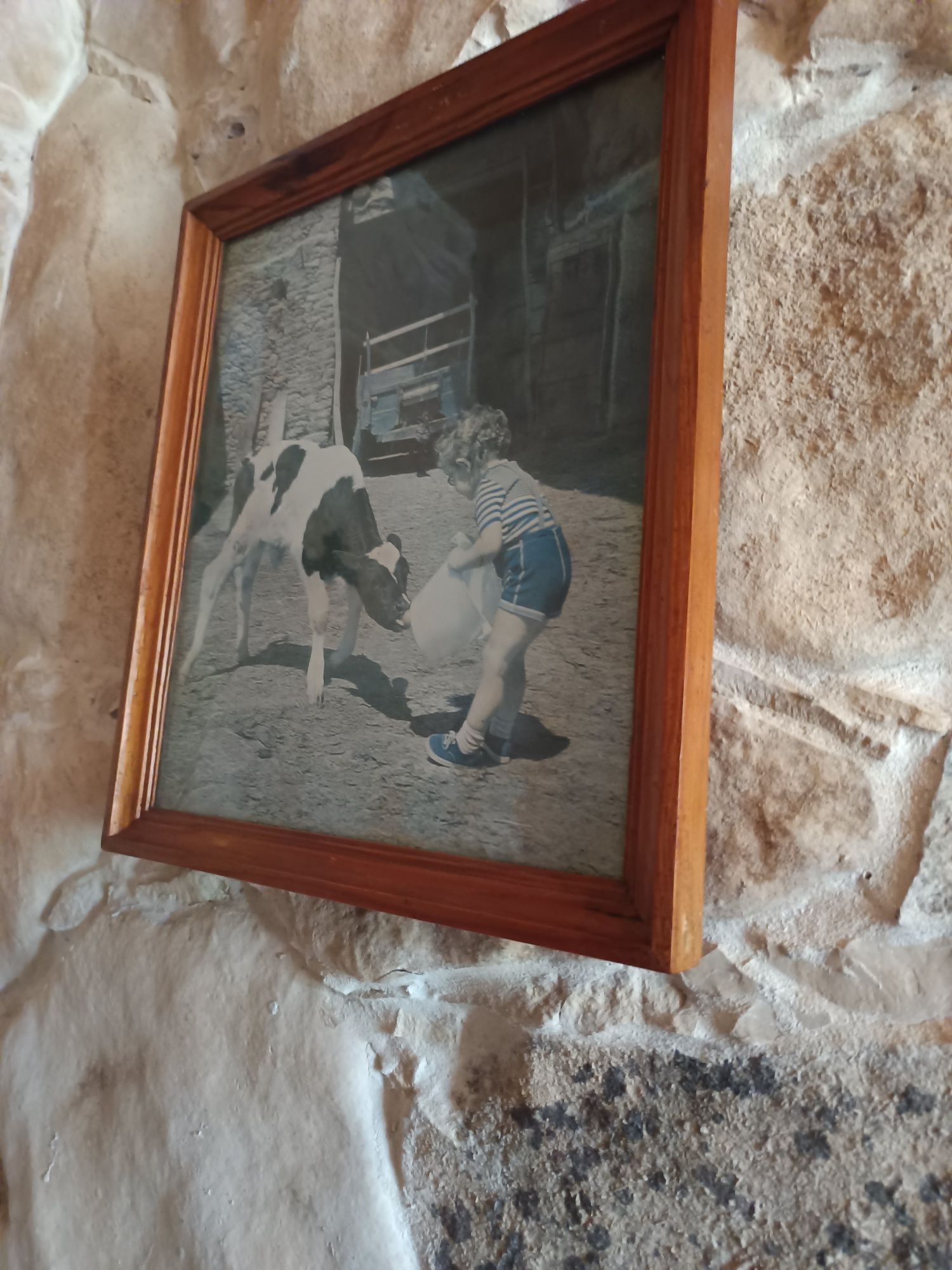Quadro em madeira e foto  vintage.
