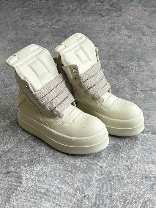 Rick Owens Geobasket double bumper jumbo laces білі кеди кеды белые