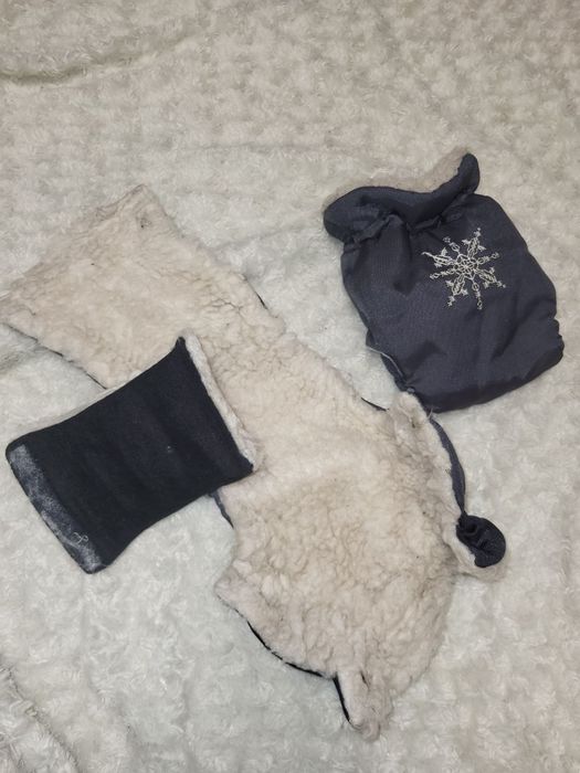 Муфти, рукавиці на коляску сірого кольору на овчині