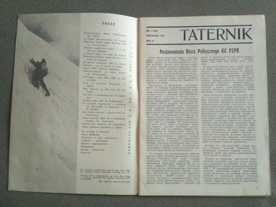 Taternik - styczeń 1985, gazeta, miesięcznik, czasopismo