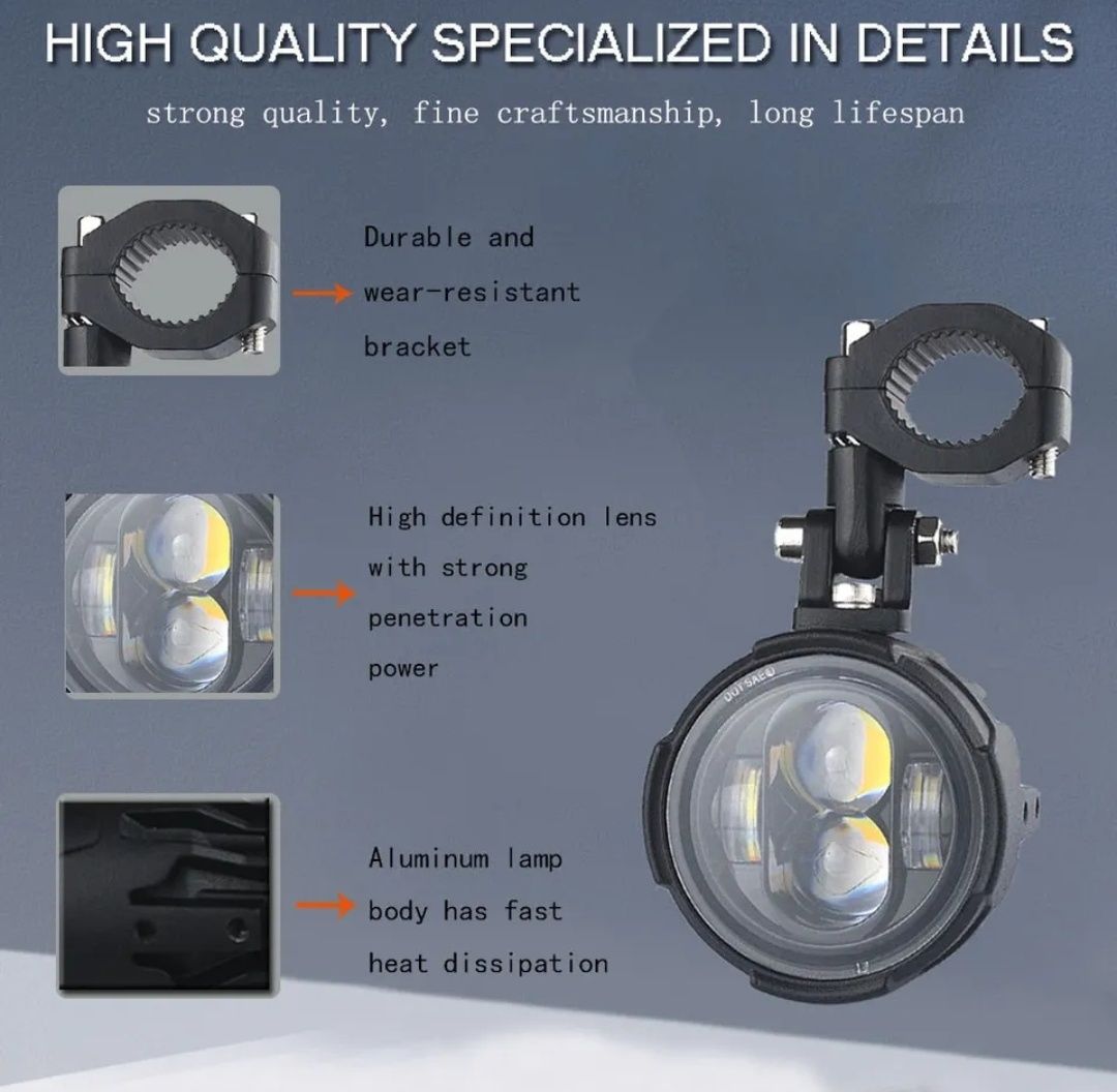 Дополнительные Led фары для мотоциклов.