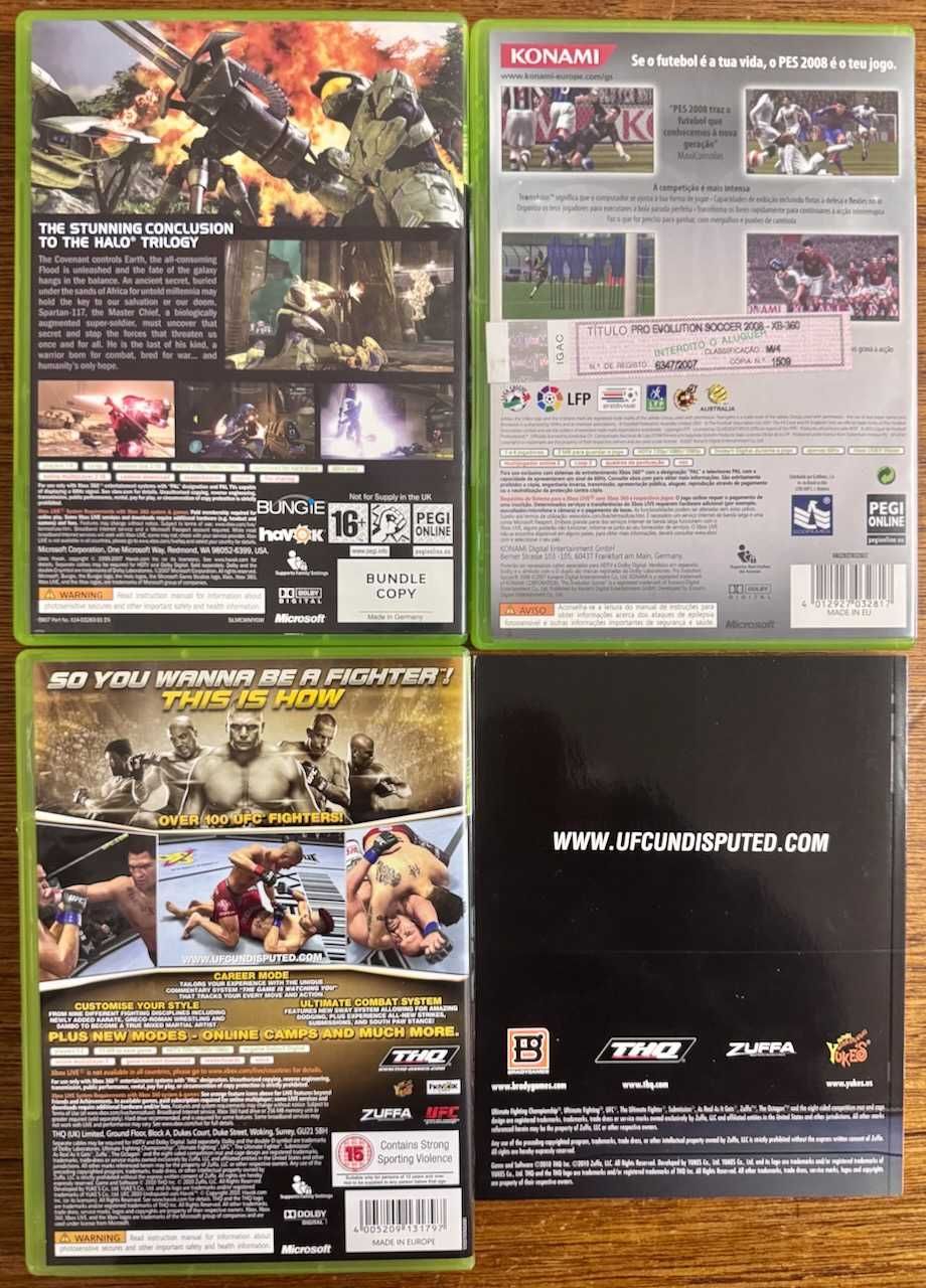 Halo 3, PES 2008, UFC 2010 (XBox 360)