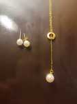 Conjunto em aço com pérolas