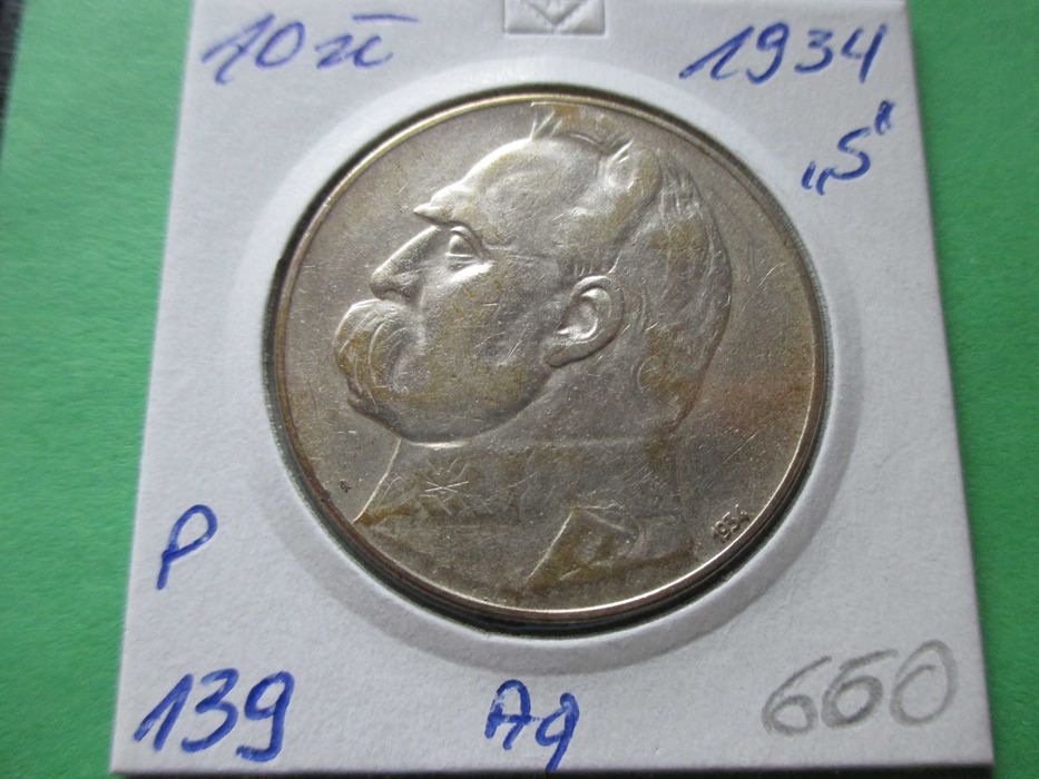 Srebrna moneta 10 zł z 1934 r. Marszałek .,,S,, Oryginał !!!
