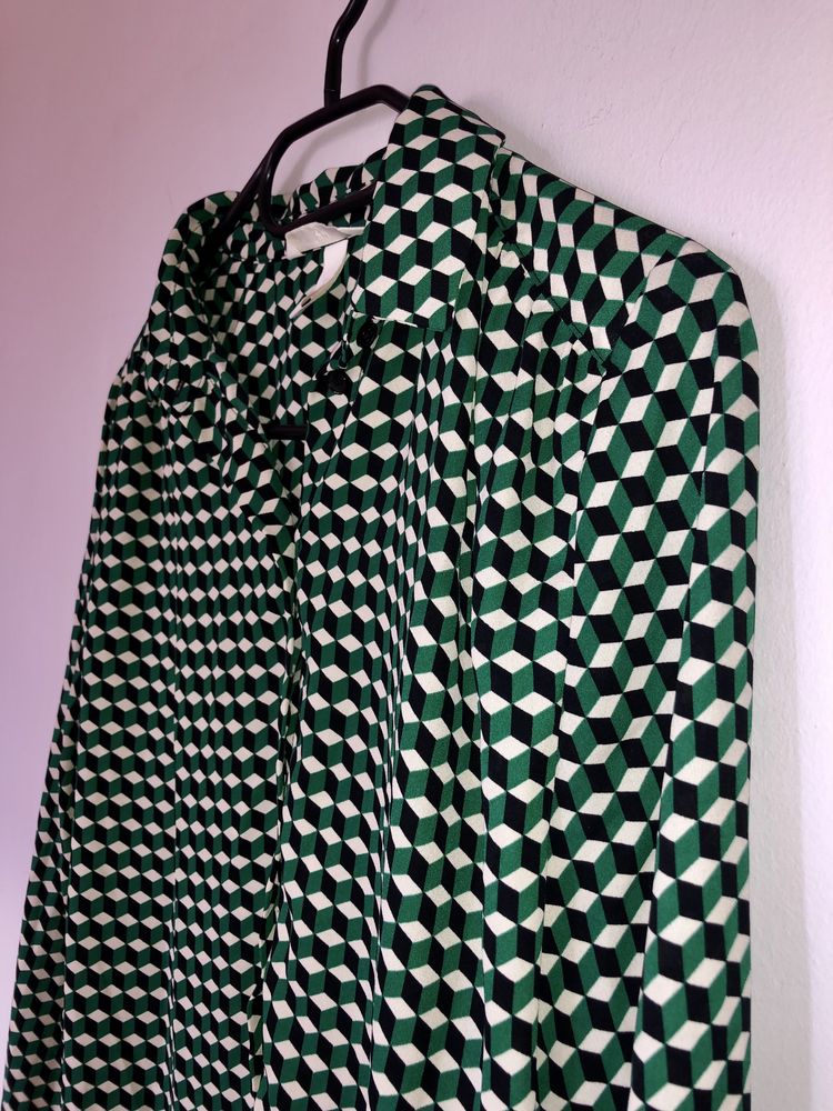 Elegancka koszula wzory wzorki z kołnierzykiem H&M
