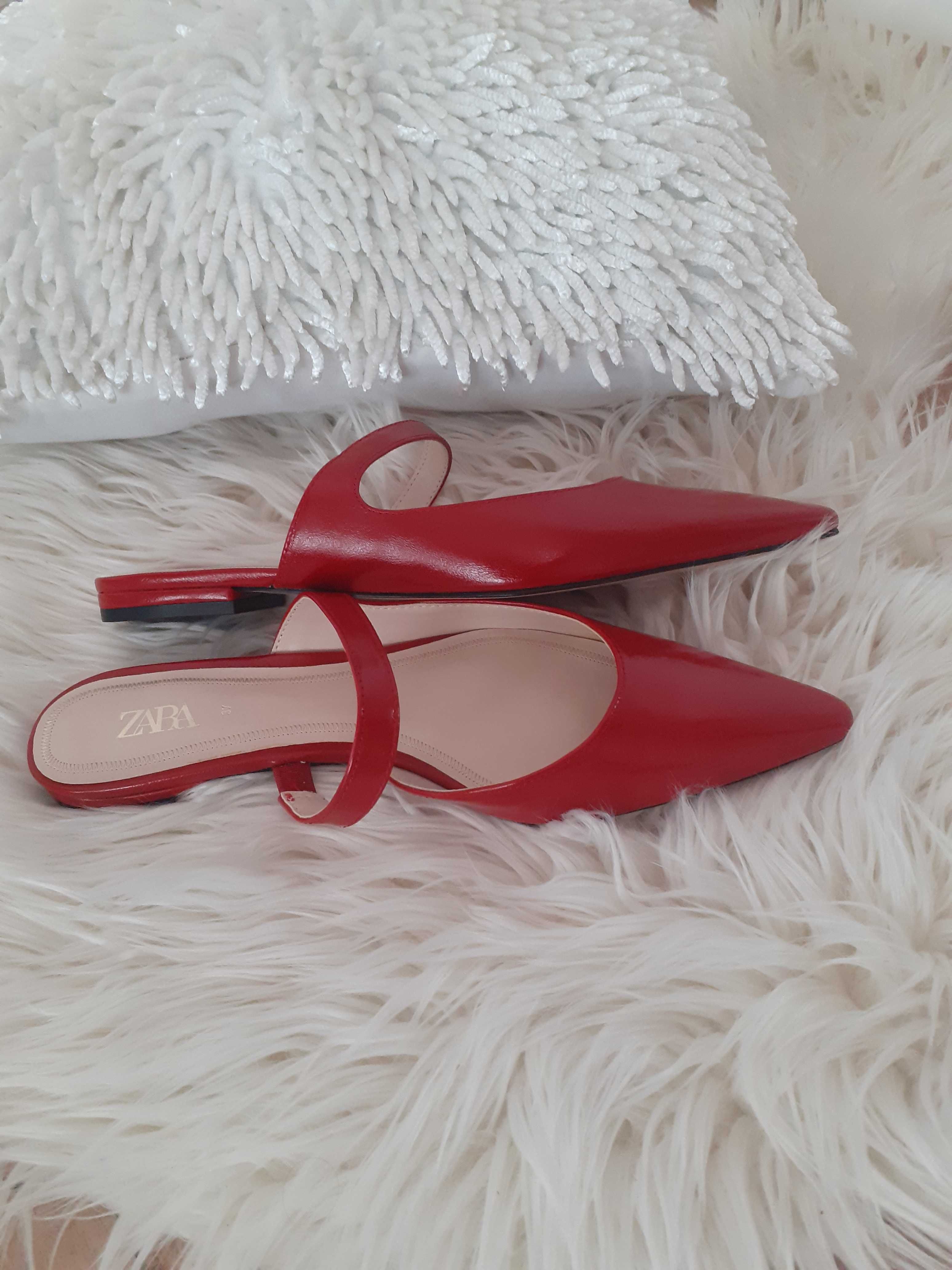 Klapki czerwone roz.37 ZARA