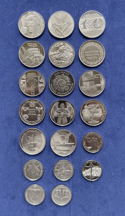 комплект 27 різних ролів монет ЗСУ 2018-2025 рр  (повний набір)
