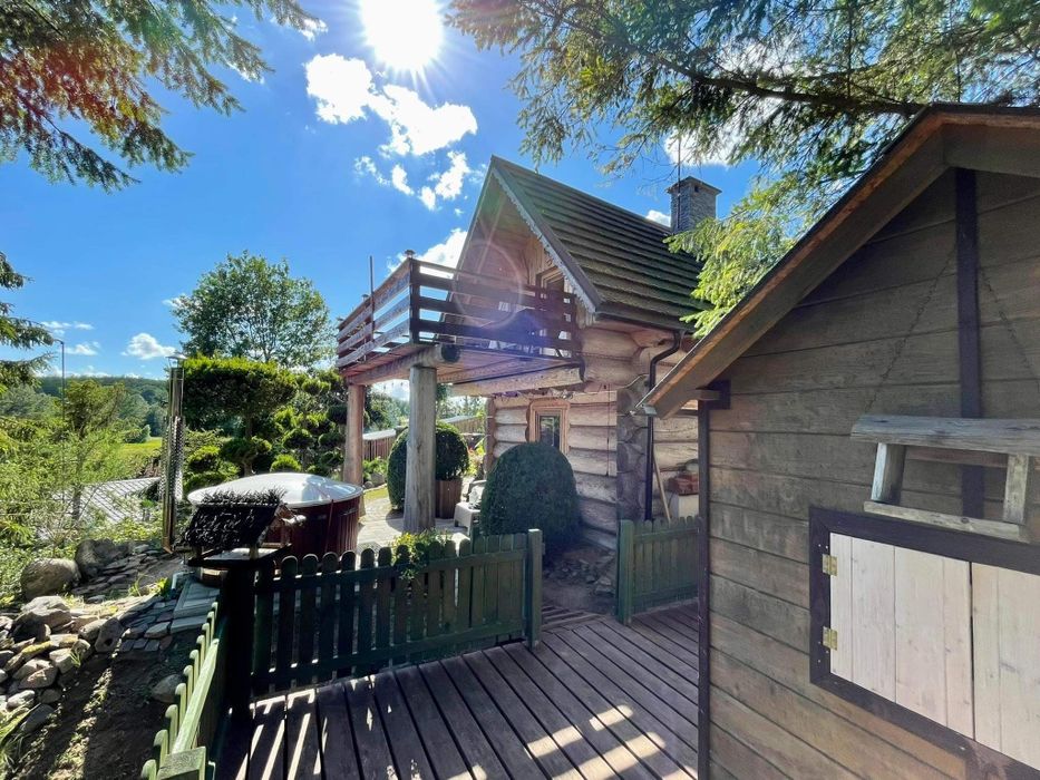 Domek Góralski Zuzia z jakuzzi/balią na Kaszubach nad jeziorem Deka