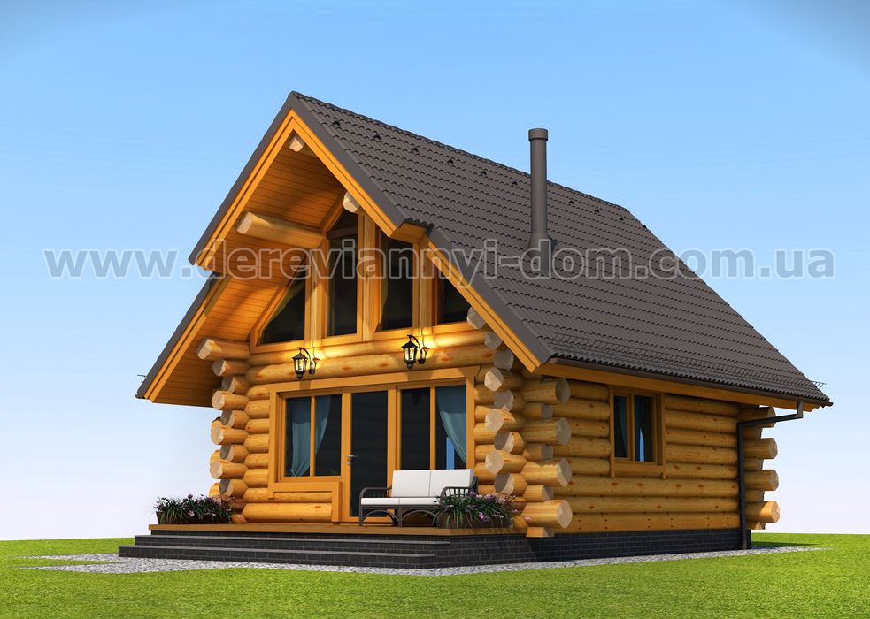 Будиночок із зрубу з карпатського зимового лісу. 16500