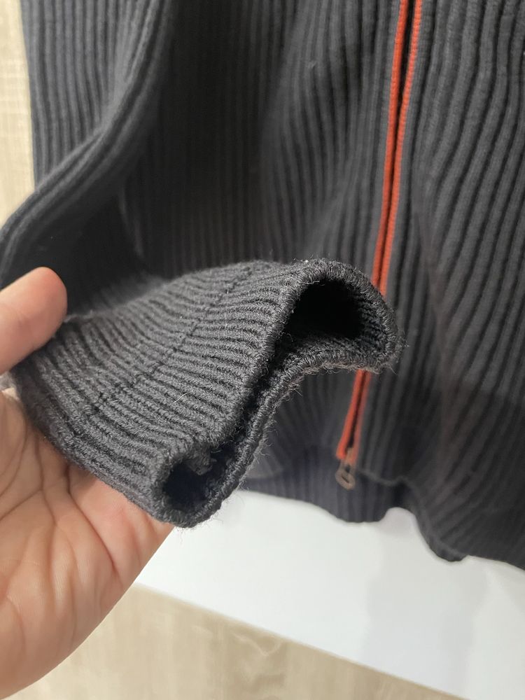 Sweter Hugo Boss XL 100% virgin wool elastyczny szary ciepły ze stojka