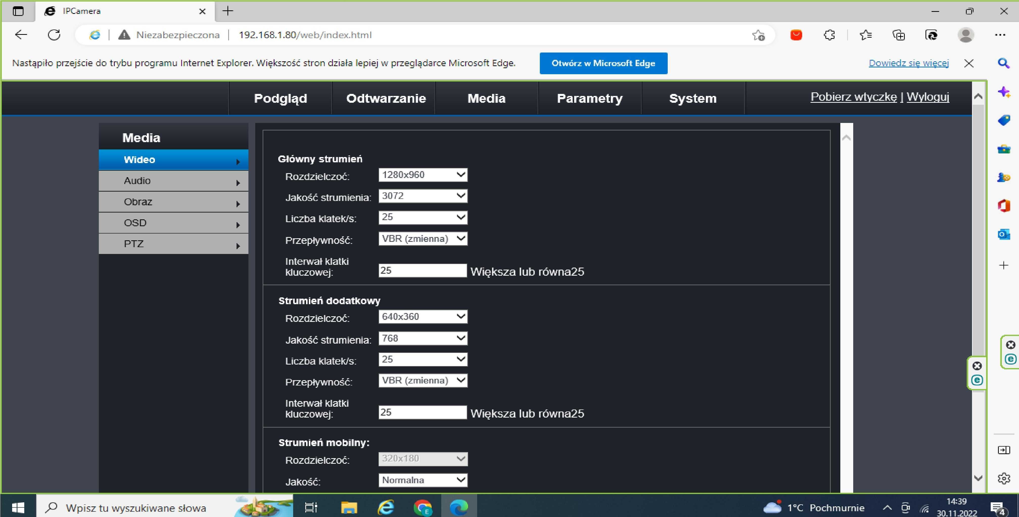 Zewnętrzna Kamera IP obrotowa PTZ 1,3MP