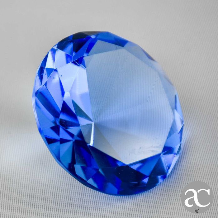 Pisa-papéis em cristal Rosenthal, em forma de diamante Azul, 6,2 cm