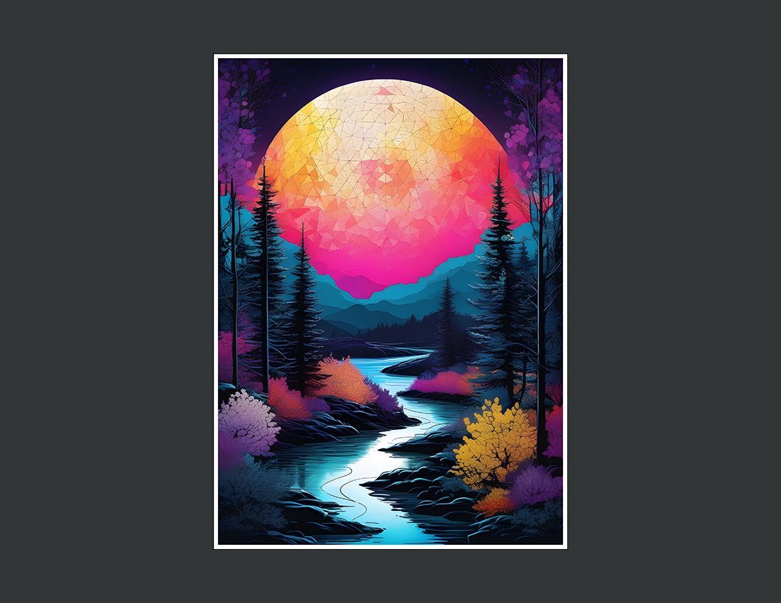 Plakat PREMIUM magiczny las w nocy 3