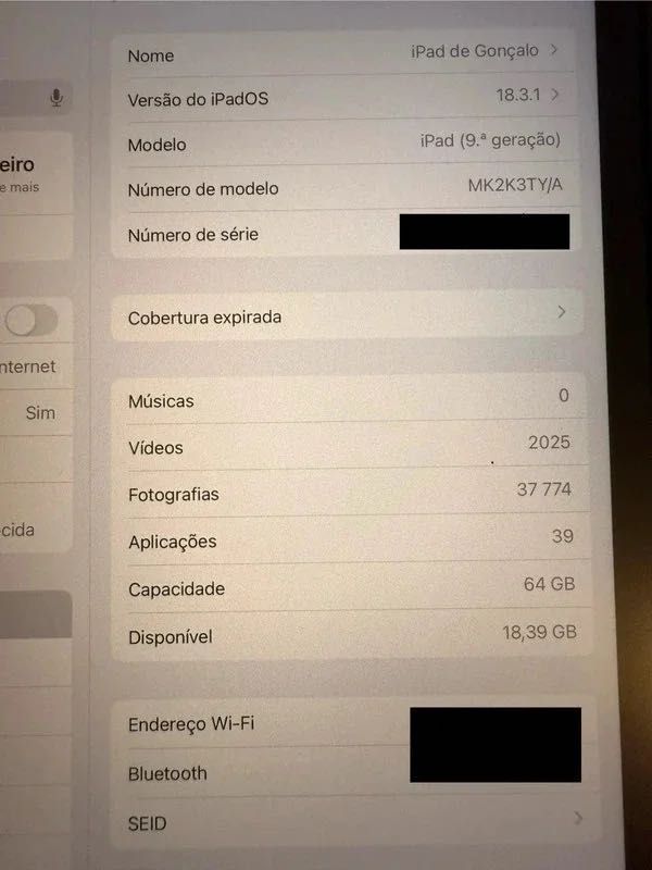 iPad 9a Geração 10.2" 64Gb WiFi (Com caixa e capa)
