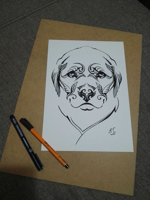 Rysunek: pies - cienkopis, blok t. A4, 250 g/m2