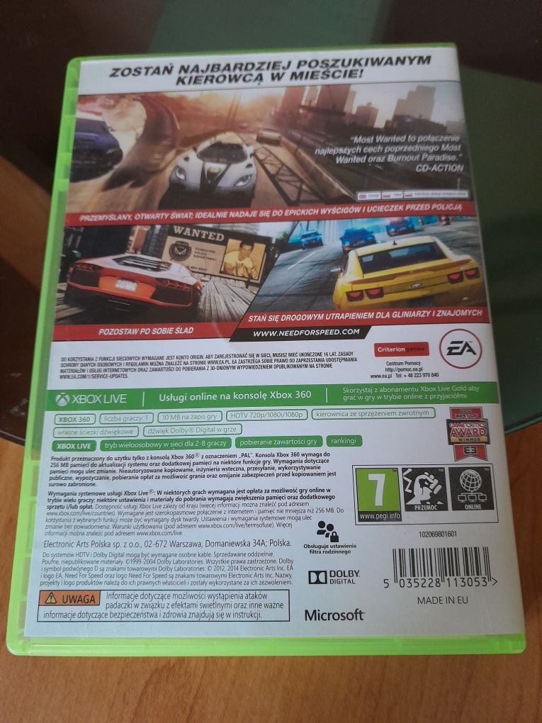 Need for speed Most Wanted Pl.X box 360