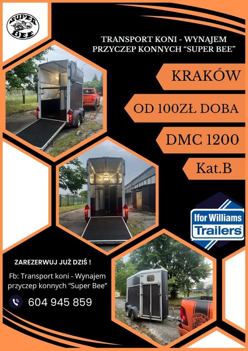 Przyczepa konna wynajem dmc 1200 - Transport koni - Kraków