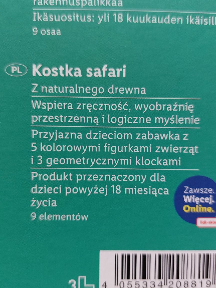 Kostka sorter safari zabawka motoryczna z naturalnego drewna PLAYTIVE