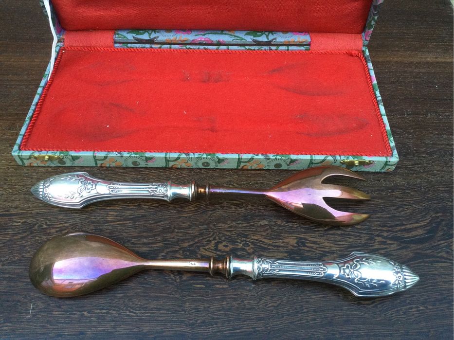 Talheres Prata Portuguesa Contrastada Javali II 148 gr 22 cm Antigos